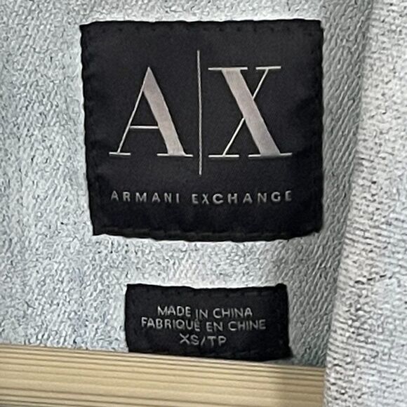 Armani Exchange Blue Full Zip White Washed Denim Cropped Moto  Jacket Size XS - Picture 7 of 10